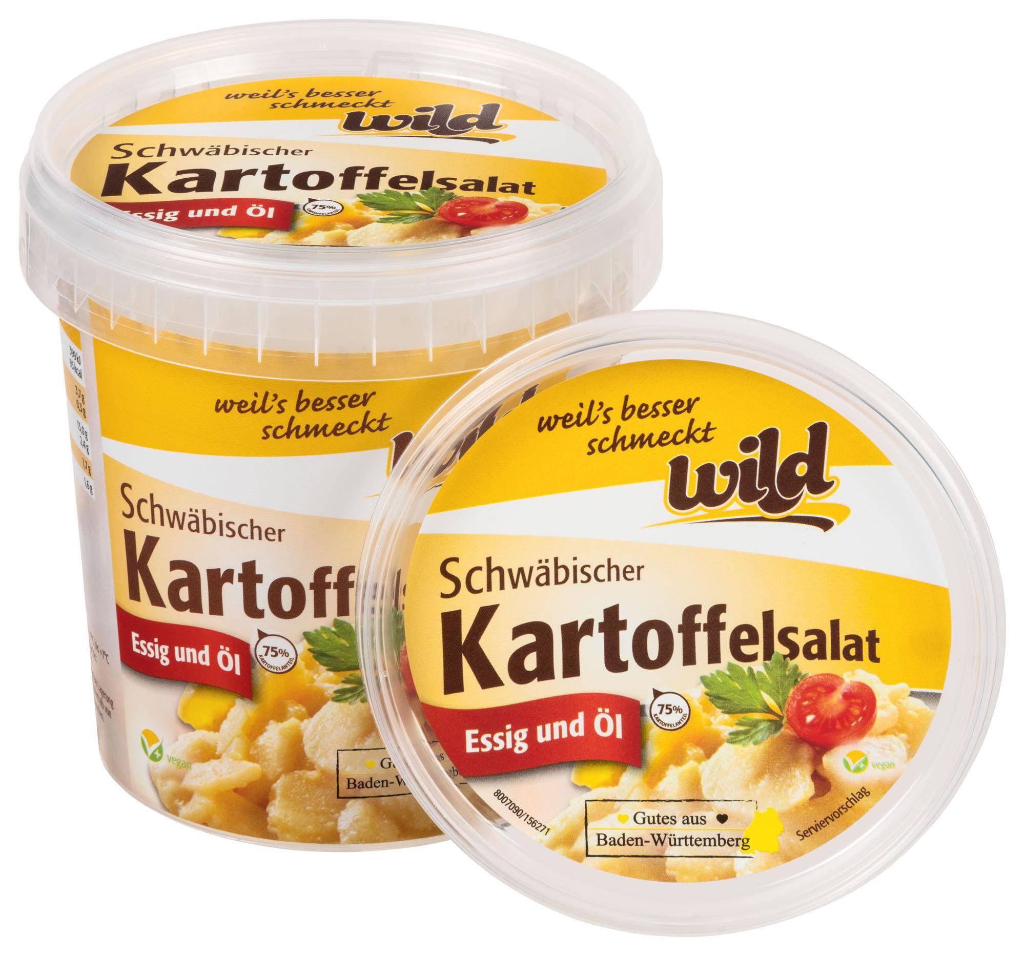 Wild - Kartoffelsalat "Schwäbisch", mit Essig und Öl, 750 g Becher Wild - Kartoffelsalat "Schwäbisch", mit Essig und Öl, 750 g Becher